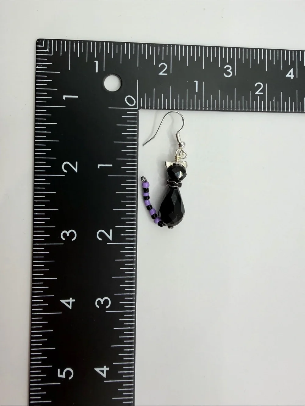 Handmade Black Cat Dangle Earrings | Beaded Halloween Cat Earrings